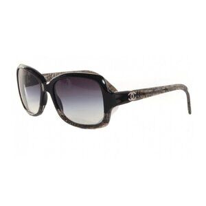 Authentic CHANEL Acetate Tweed Effect Sunglasses 5177 Black with Case